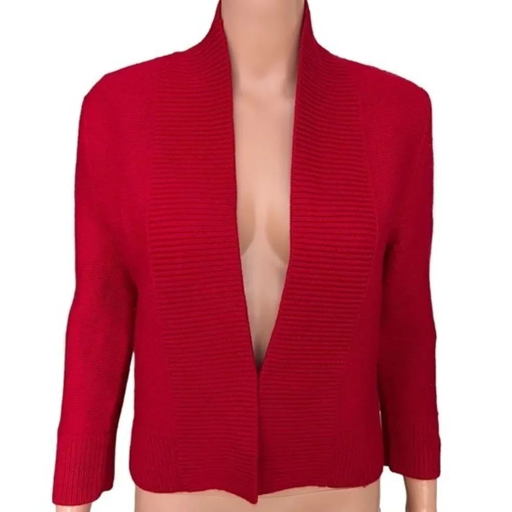 Marisa Christina Red Cardigan Soft 100% Merino Wool size M